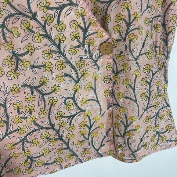 Anuvas India Light Pink Floral Block Print Cotton Sleeveless Top Women's Small - Picture 7 of 12